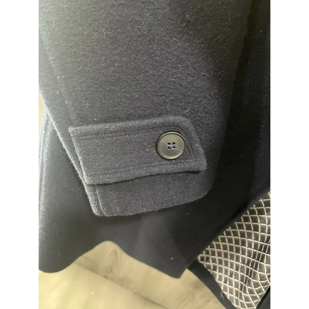 Paulo Solari Navy Blue Wool/Poly Blend Mens Pea Coat XL